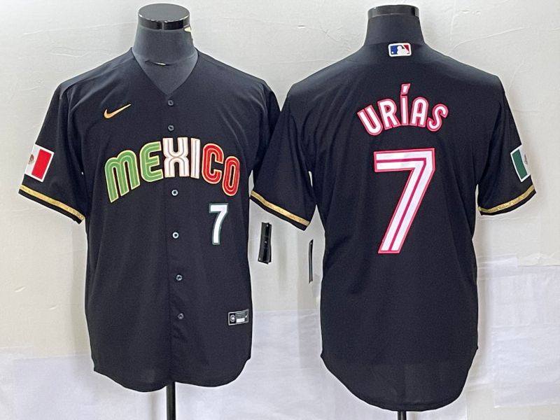 Men 2023 World Cub Mexico #7 Urias Black pink Nike MLB Jersey24